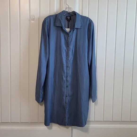 Bobeau Lace-Up Chambray Shirt Dress - Picture 7 of 14